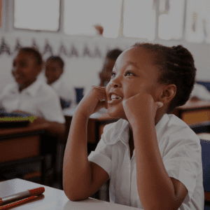 child listening classroom new roads school